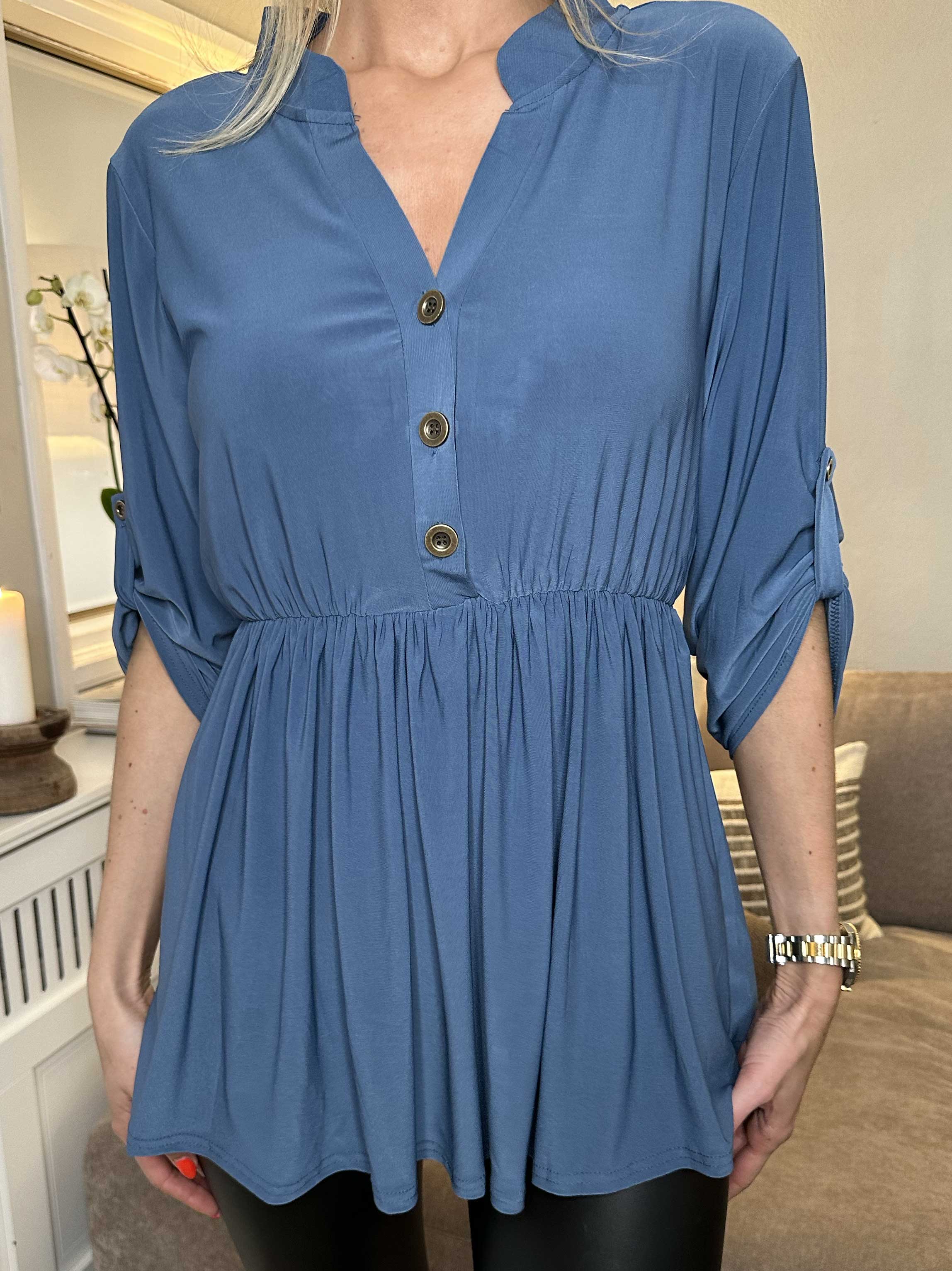 Katja Plain - Elastisk enfärgad tunika med resår i midjan